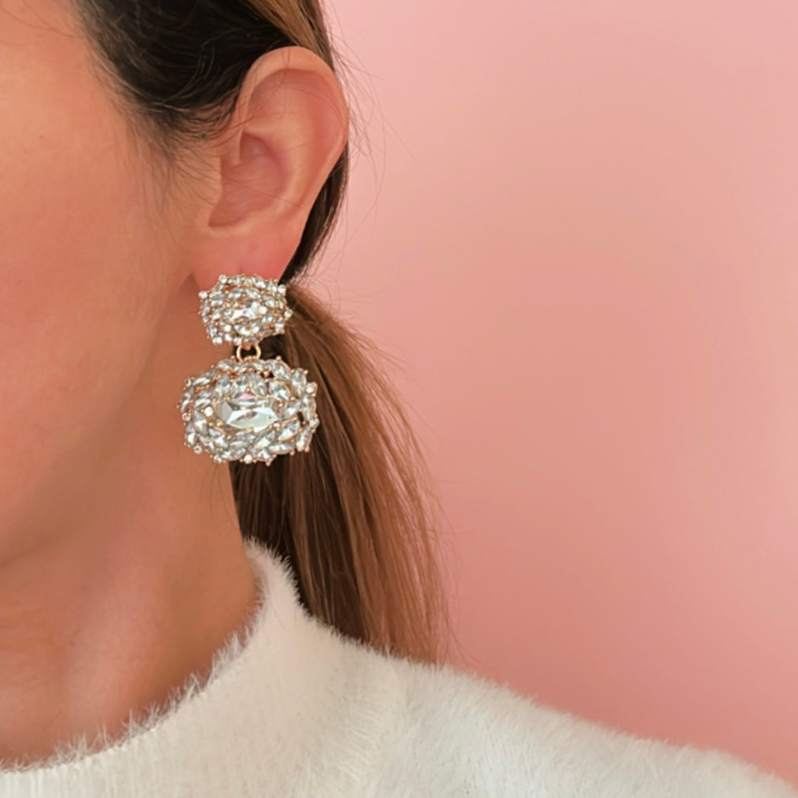 Full Crystal Pendant Earrings