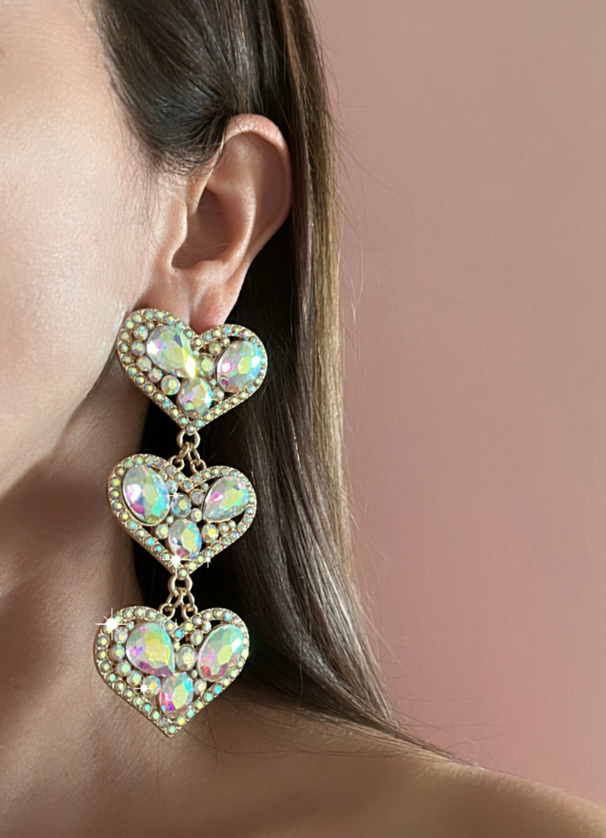 Rhinestone Love Earrings