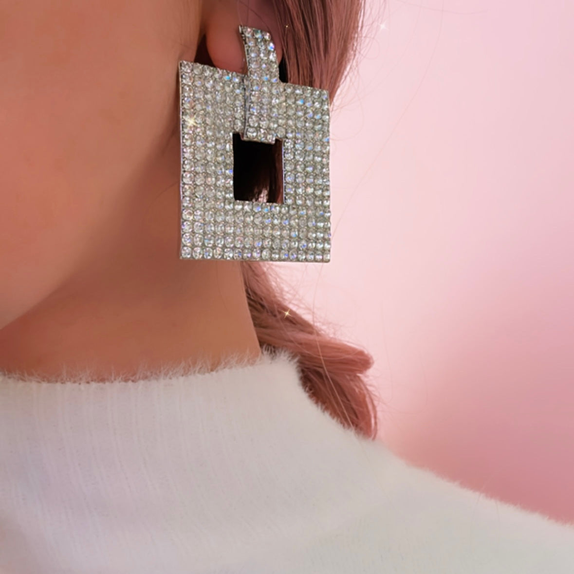 Silver Square Earring