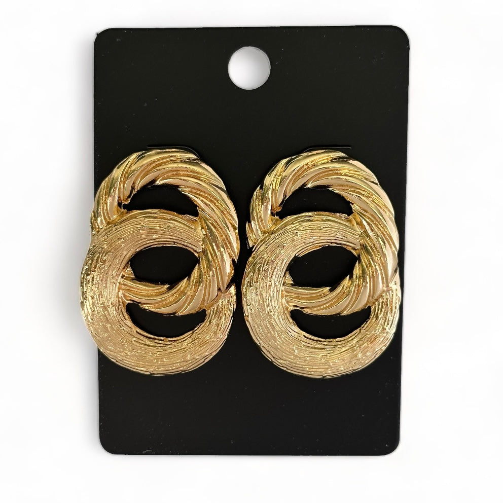 Golden Double Circle Earring