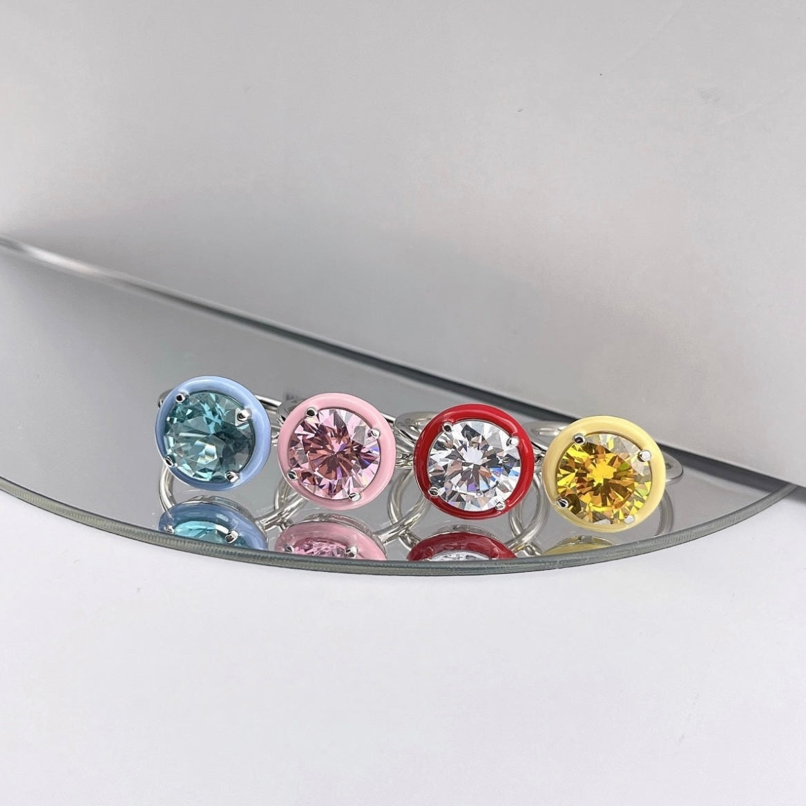 Red Round Halo Ring