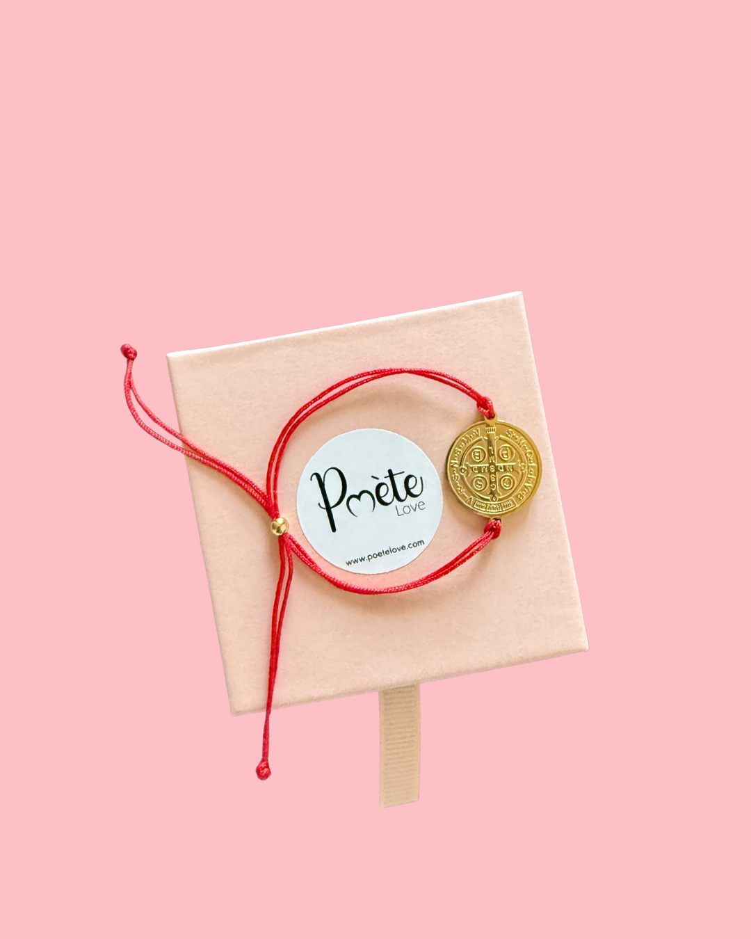 Handmade Red Thread Saint Benedict Bracelet | Stainless Steel