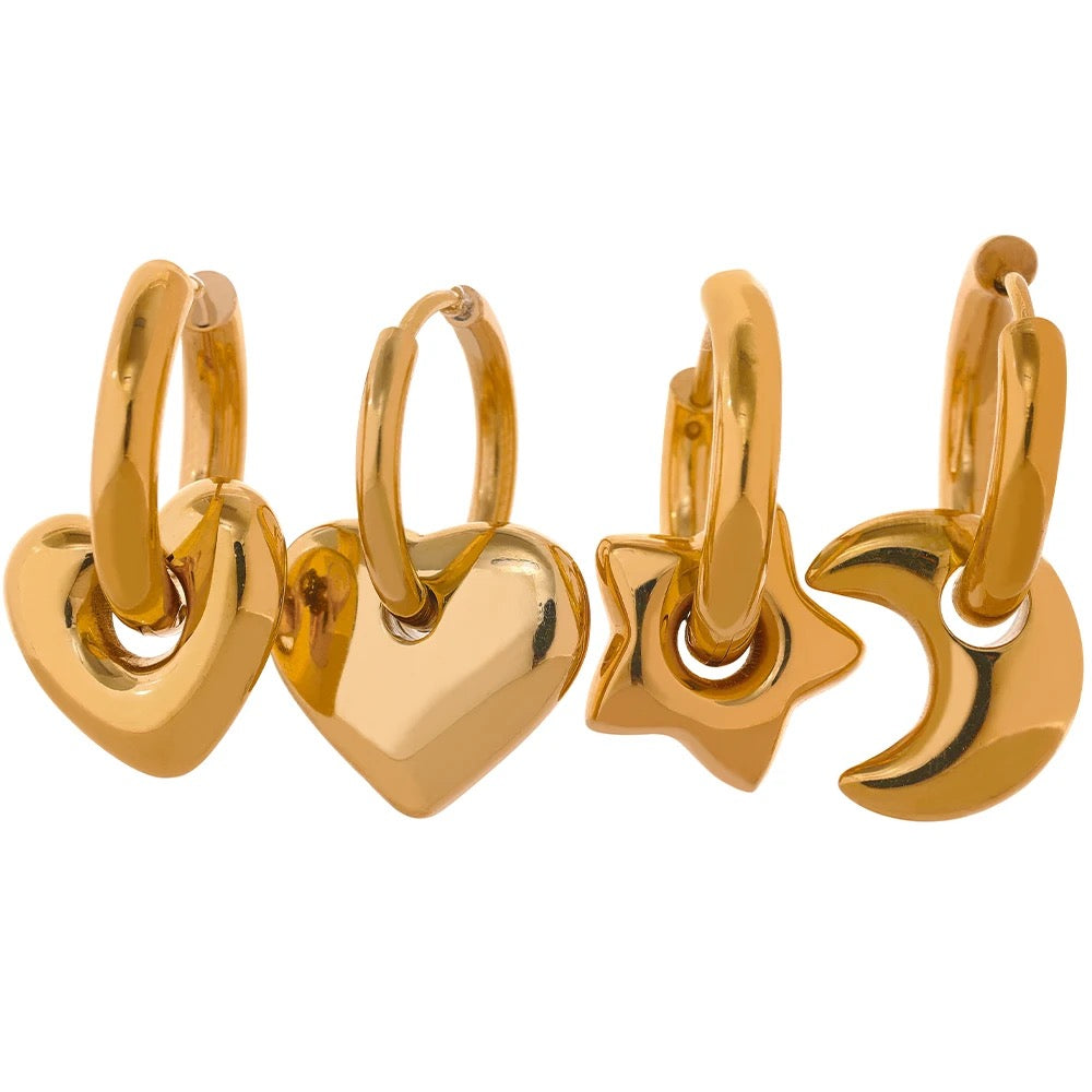 Charm Moon Hoop Earrings