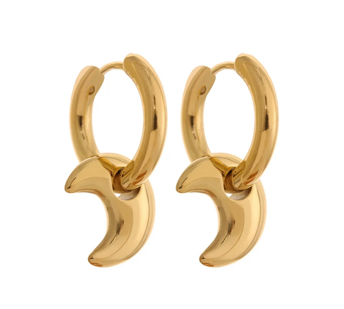Charm Moon Hoop Earrings