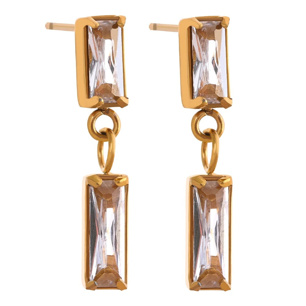 White Square Earrings