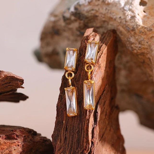 White Square Earrings