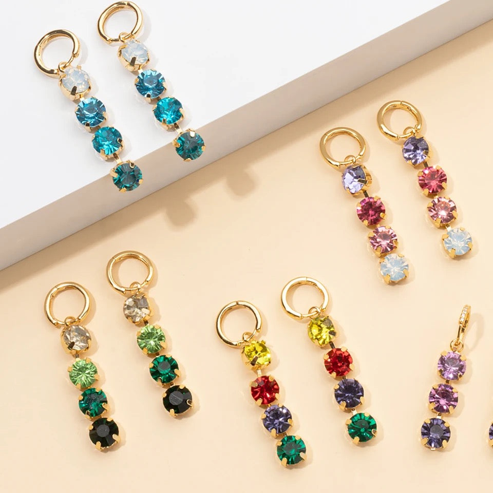 Color Crystal Drop Earrings
