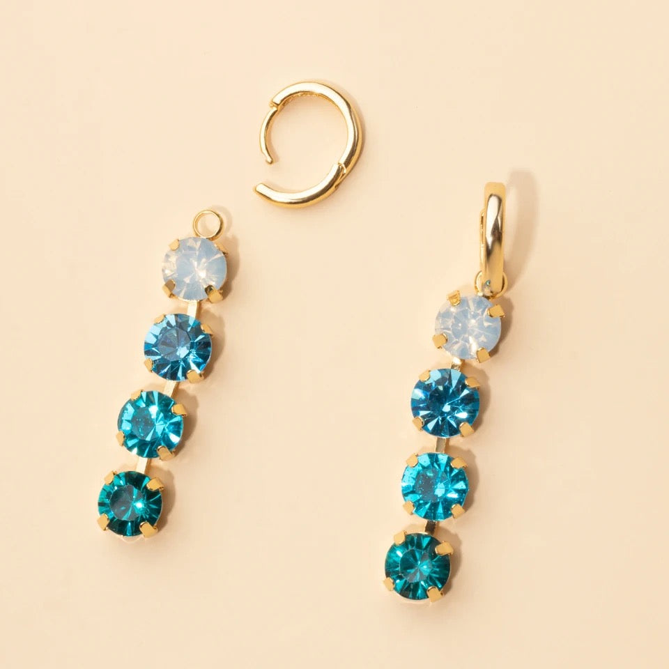 Color Crystal Drop Earrings