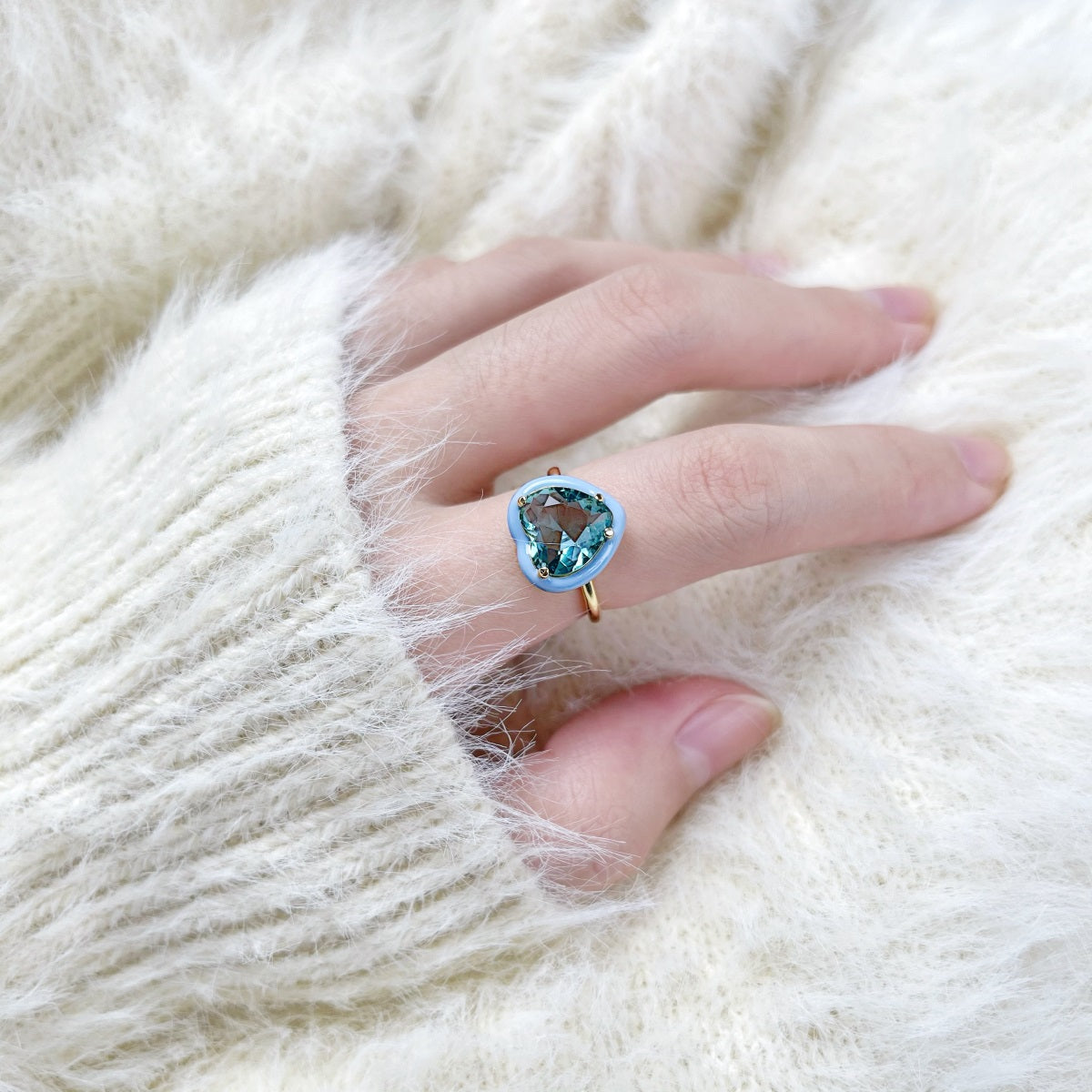 Blue-Gold Heart Ring