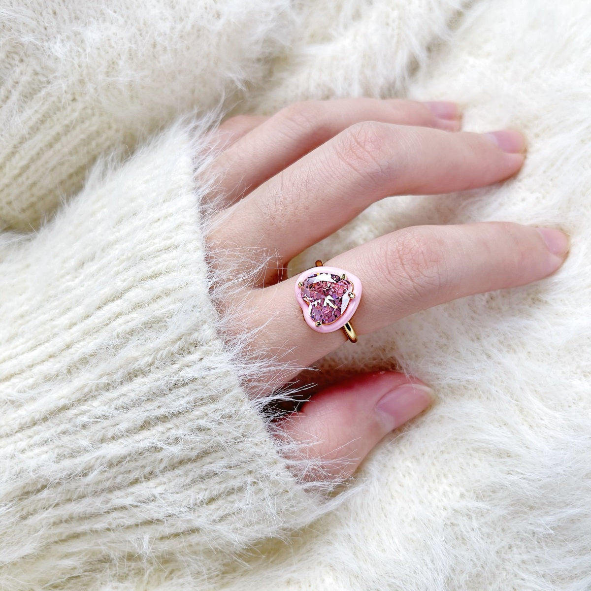 Pink-Gold Heart Ring