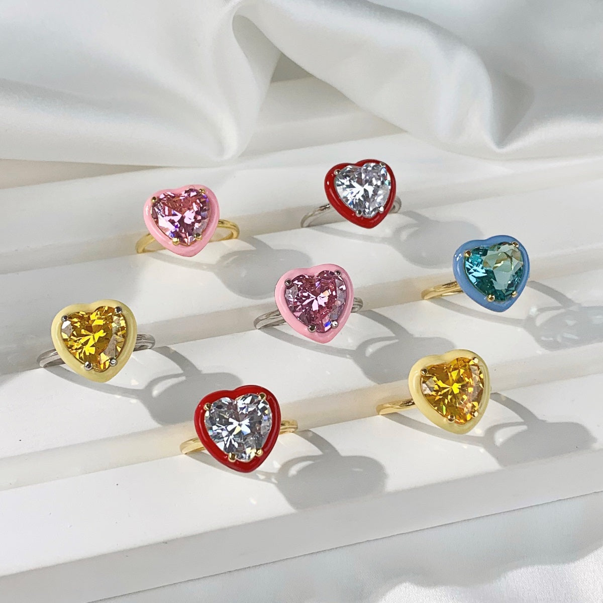 Blue-Silver Heart Ring