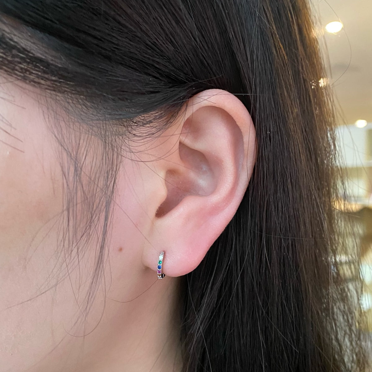 Stone Hoop Earrings