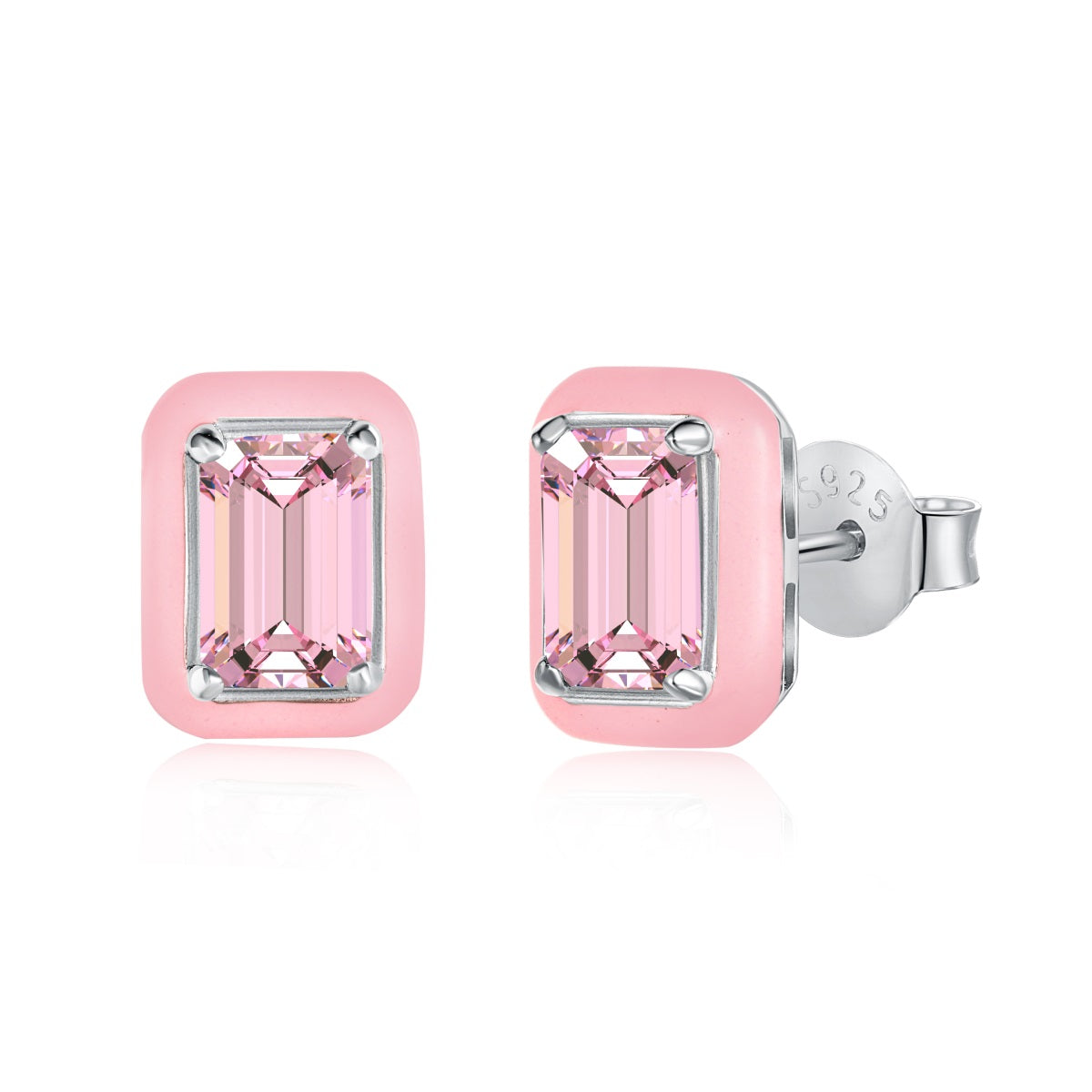 Pink Square Stud Earrings