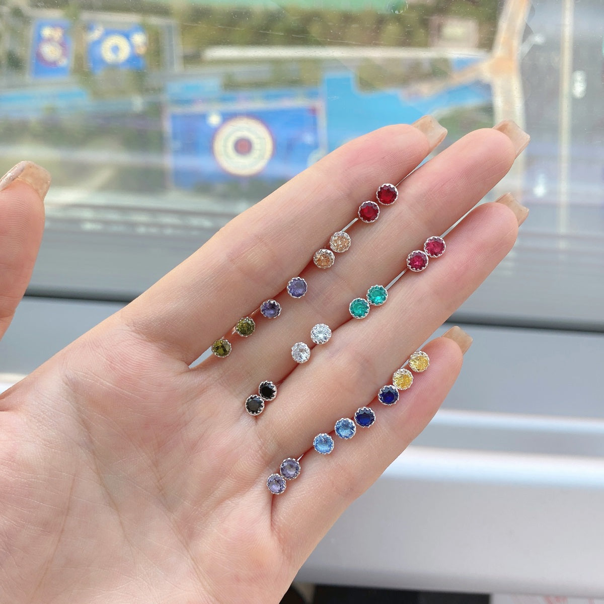Round Stud Earrings