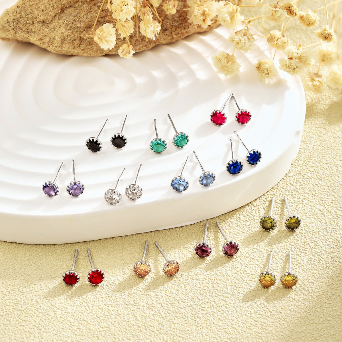Round Stud Earrings