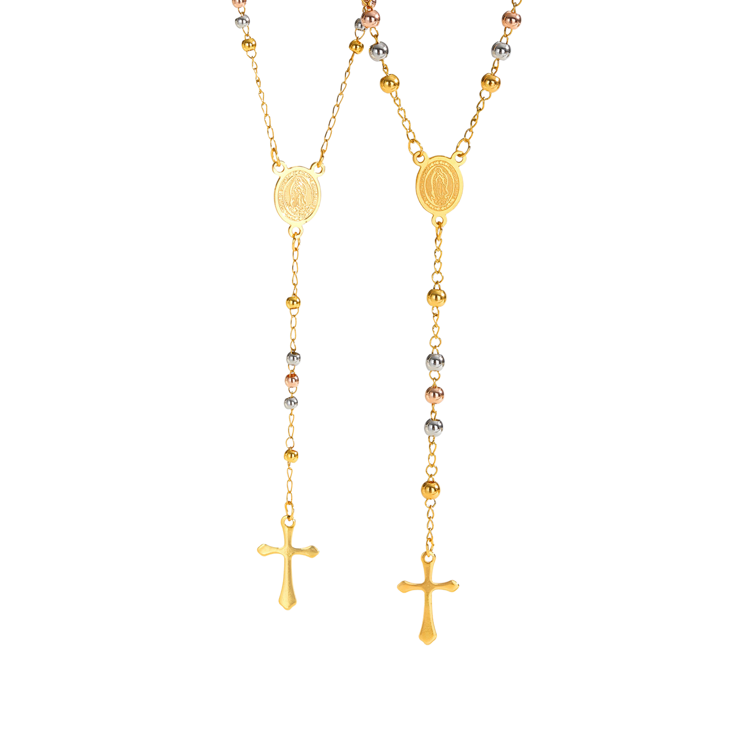 Marian Icon Rosary Necklace – Guadalupe-Inspired – 3 Colors