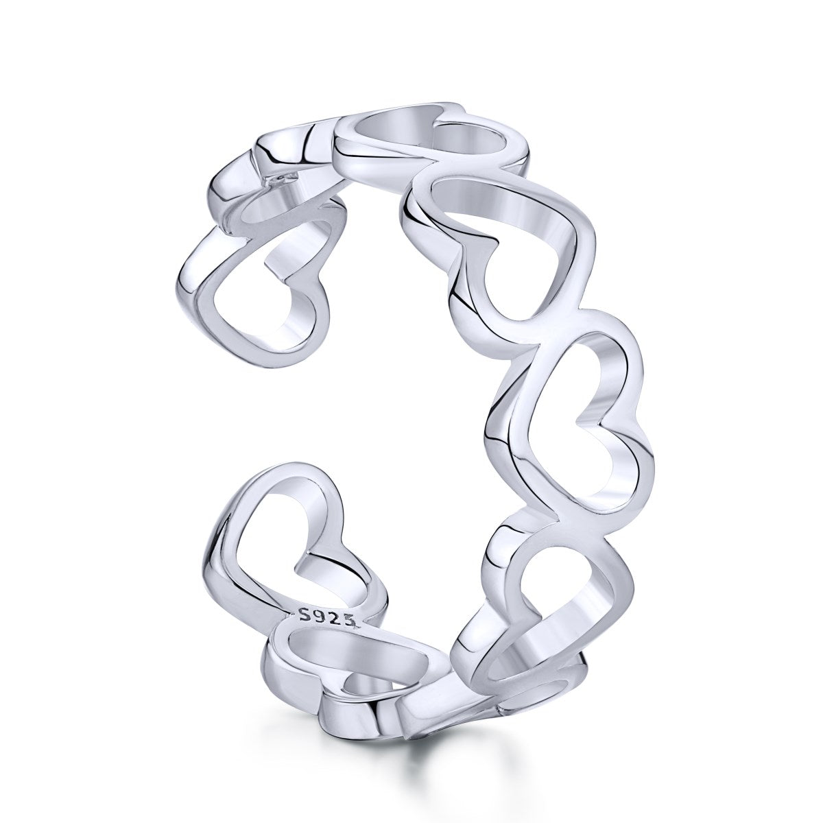 Silver Band of Hearts Ring