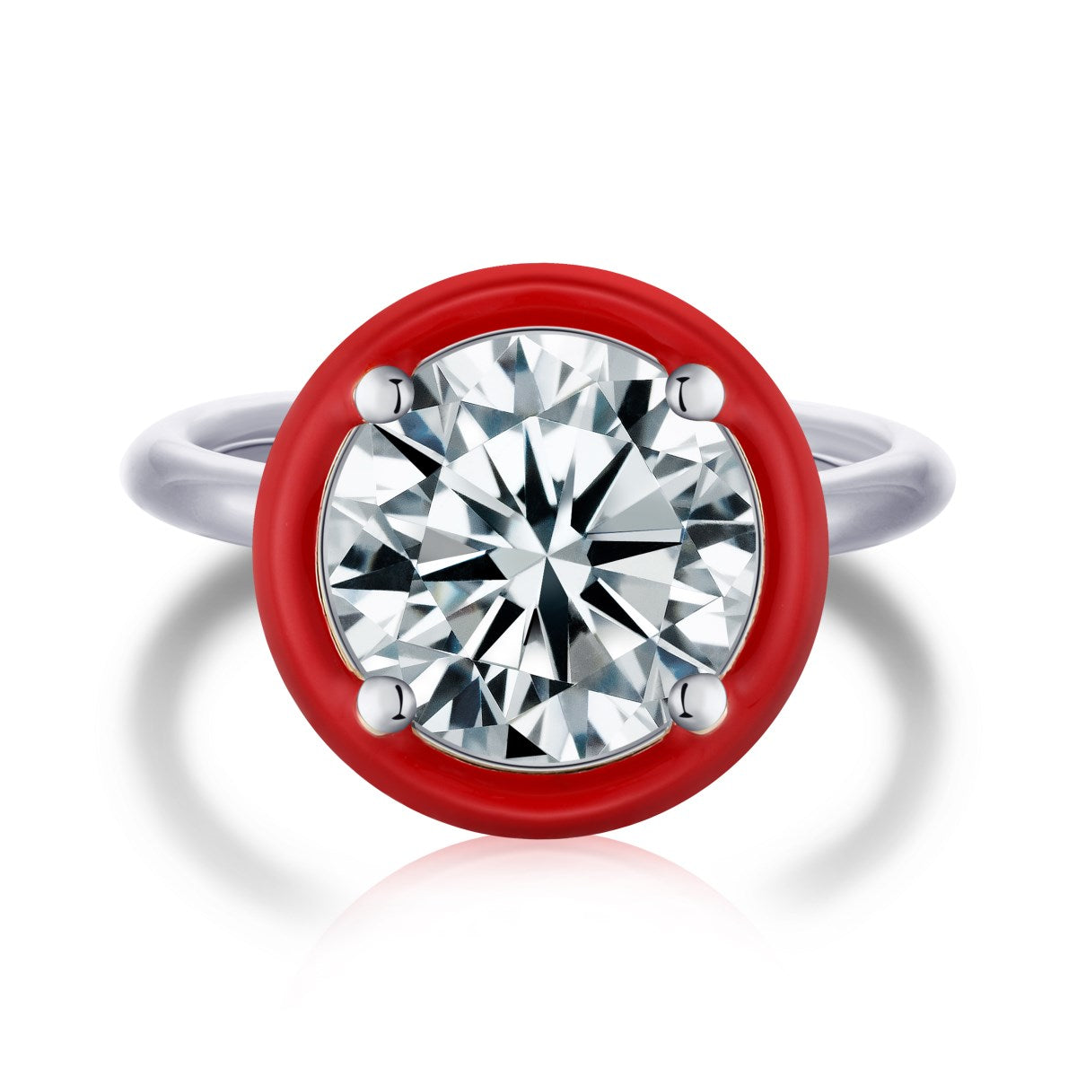 Red Round Halo Ring