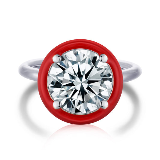 Red Round Halo Ring