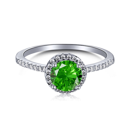 Green Round Halo Ring