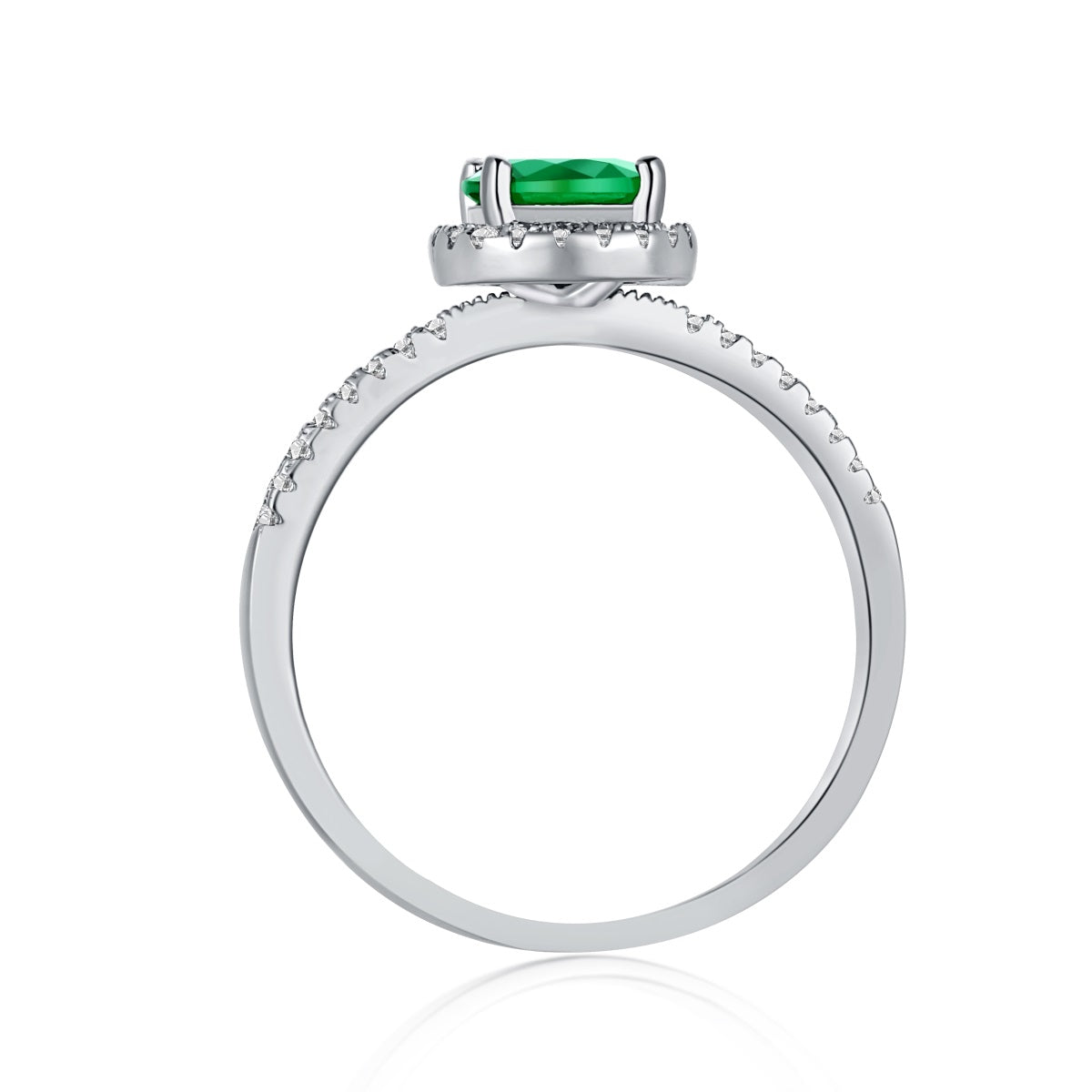 Green Round Halo Ring