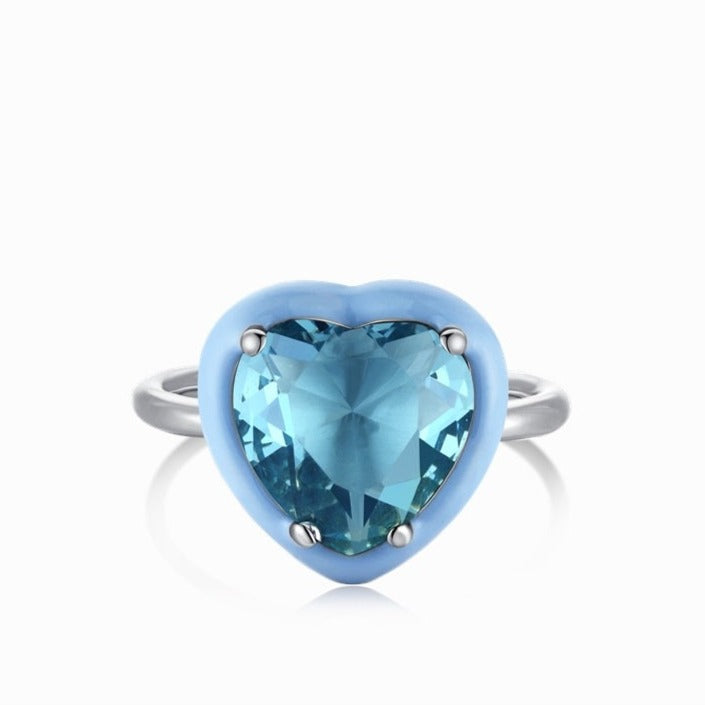 Blue-Silver Heart Ring